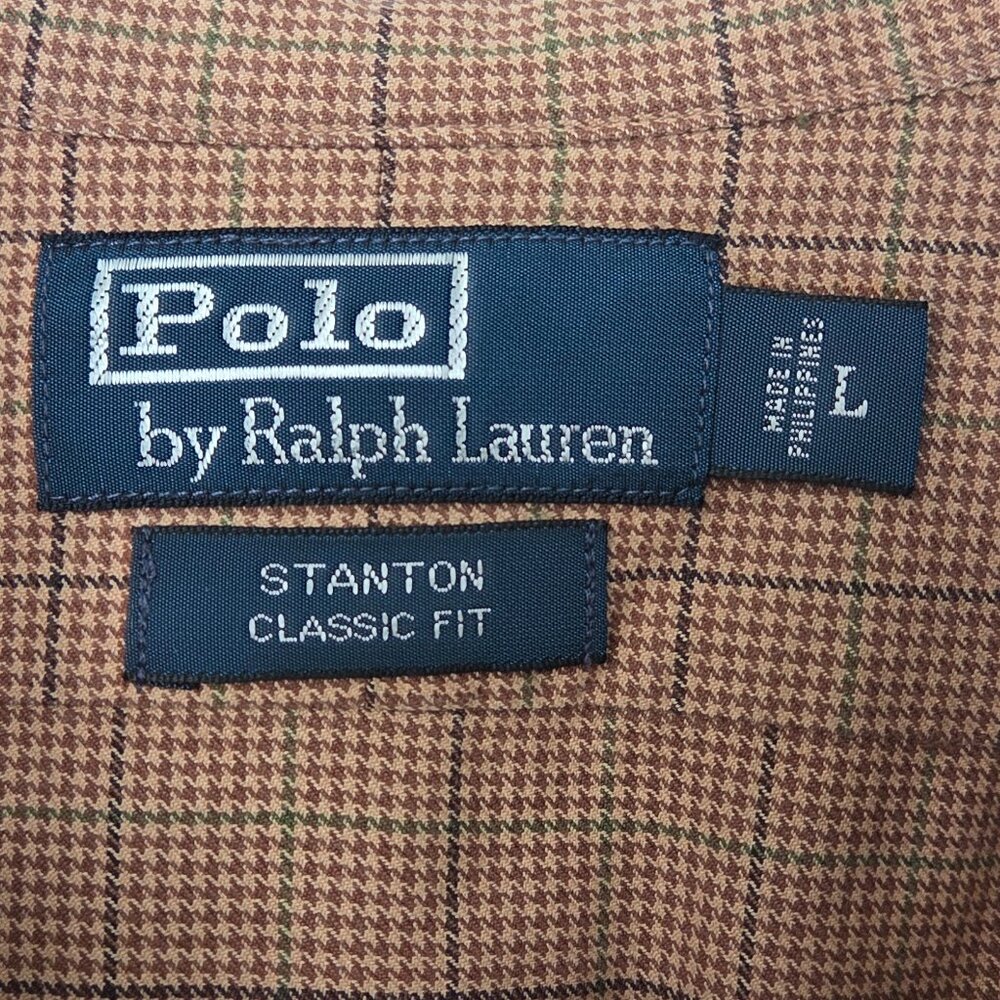 Polo Ralph Lauren Pony Stanton Classic Fit Plaid Shirt LS Preppy Tan Men L